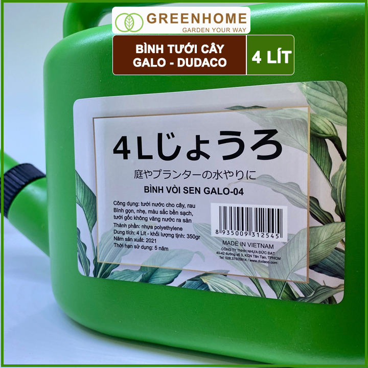 Bình Tưới Cây Vòi Sen Greenhome, Galo Dudaco, 4 Lít, 2 Chế Độ Tưới, Dễ Sử Dụng, Tháo Lắp Dễ Dàng, Độ Bền Cao