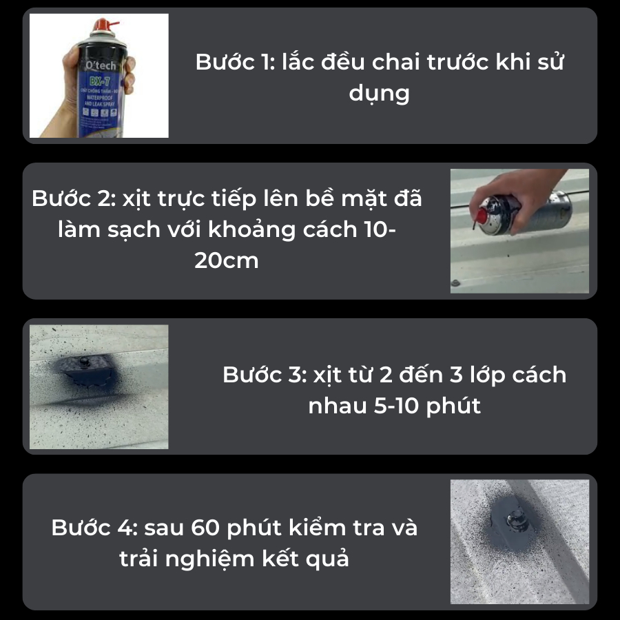 [Chịu Nhiệt] Bình Xịt Chống Dột - Dung Dich Chống Thấm Nước, Dột Mái Ngói, Mái Tôn, Bể Cá, Ống Nước - Hàng Chính Hãng OTECH