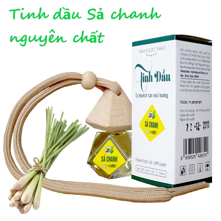 Tinh dầu Sả chanh tự khuếch tán 10ml Tâm Dược Thảo - Thơm phòng, khử mùi, treo xe ô tô