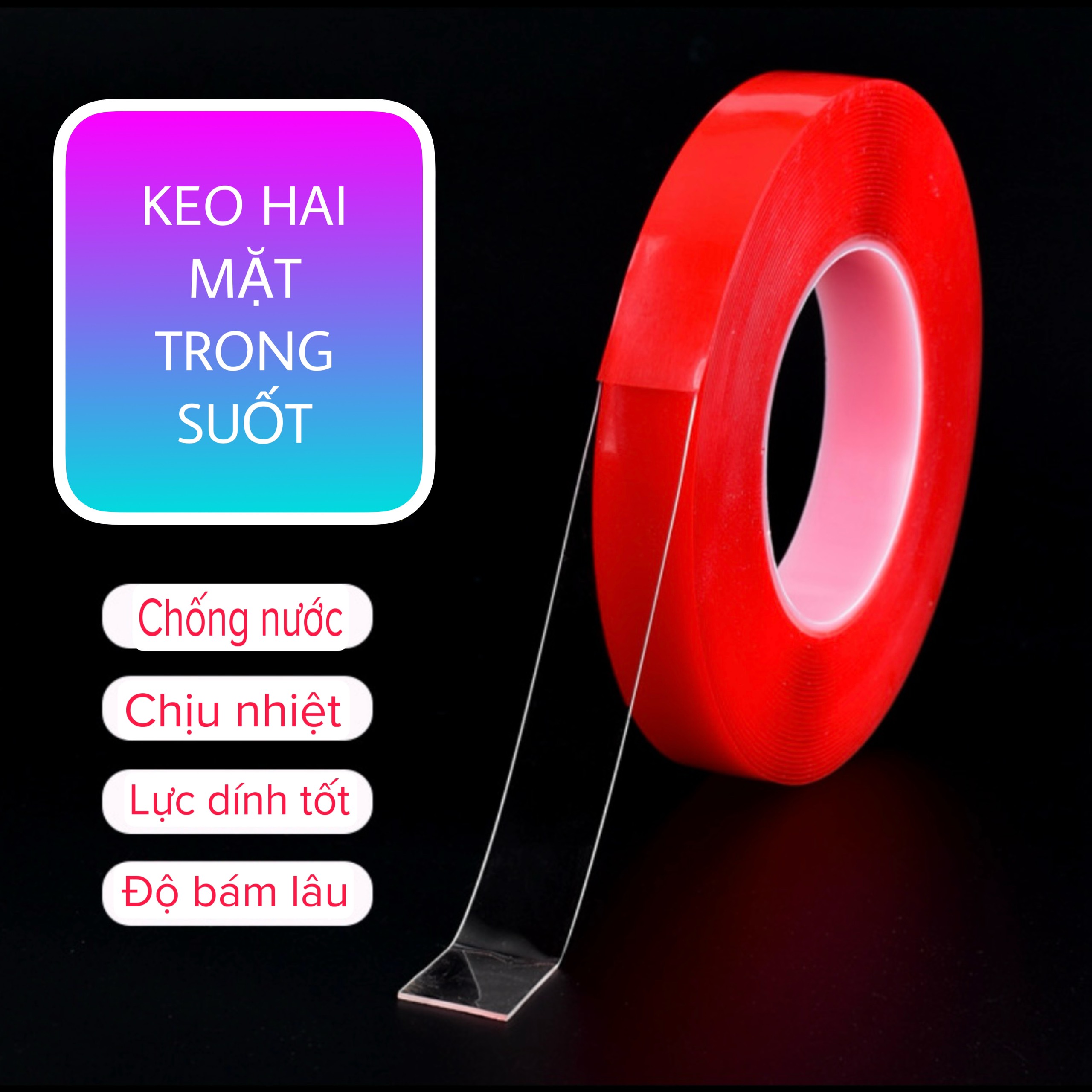 Băng keo dán 2 mặt nano trong suốt siêu dính - Băng dính chống nước chuyên dụng ô tô siêu chắc
