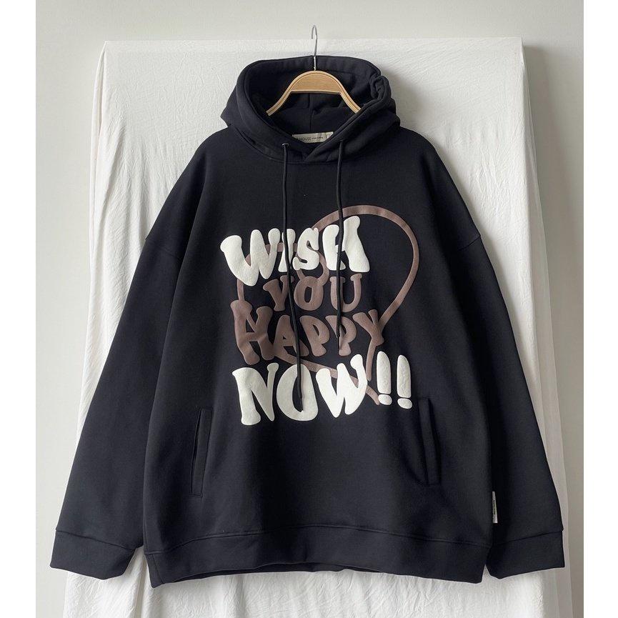 Áo khoac hoodie nỉ bông HAPPY form rộng unisex