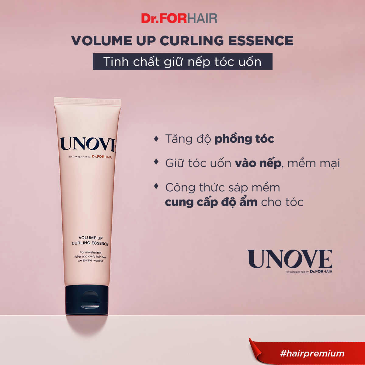 Tinh chất phục hồi chăm sóc uốn tóc tăng độ dày và bồng bềnh cho tóc Dr.FORHAIR UNOVE Volume Up Curling Essence 147ml
