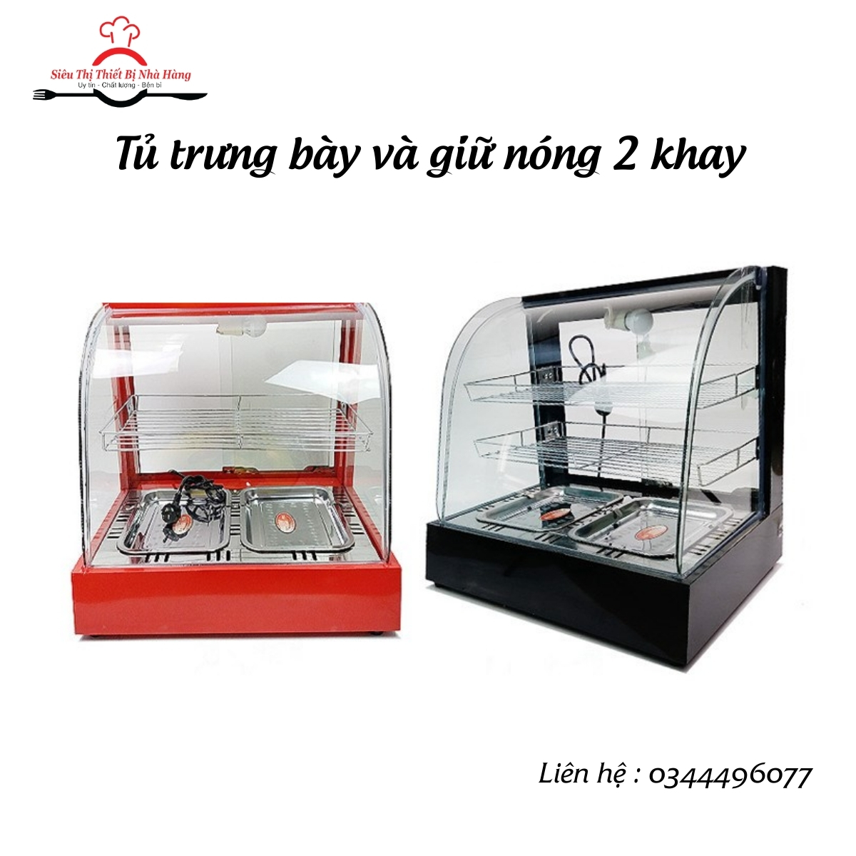 Tủ trưng bày và giữ nóng gà rán KFC, khoai tây đa năng - Loại 3 tầng 2 khay