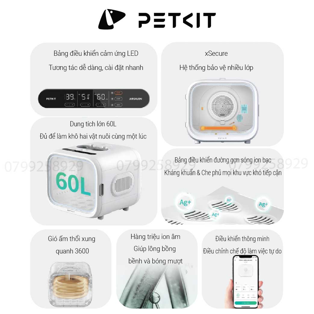 Máy Sấy Air Salon, Lồng Sấy Cho Chó Mèo Petkit AirSalon Max