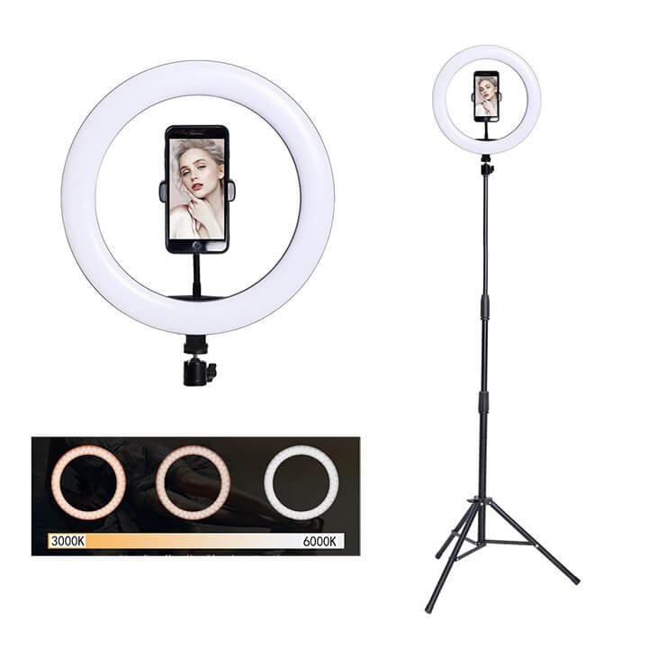 Đèn Tròn Livestream Kèm Giá Kẹp Điện Thoại 26cm