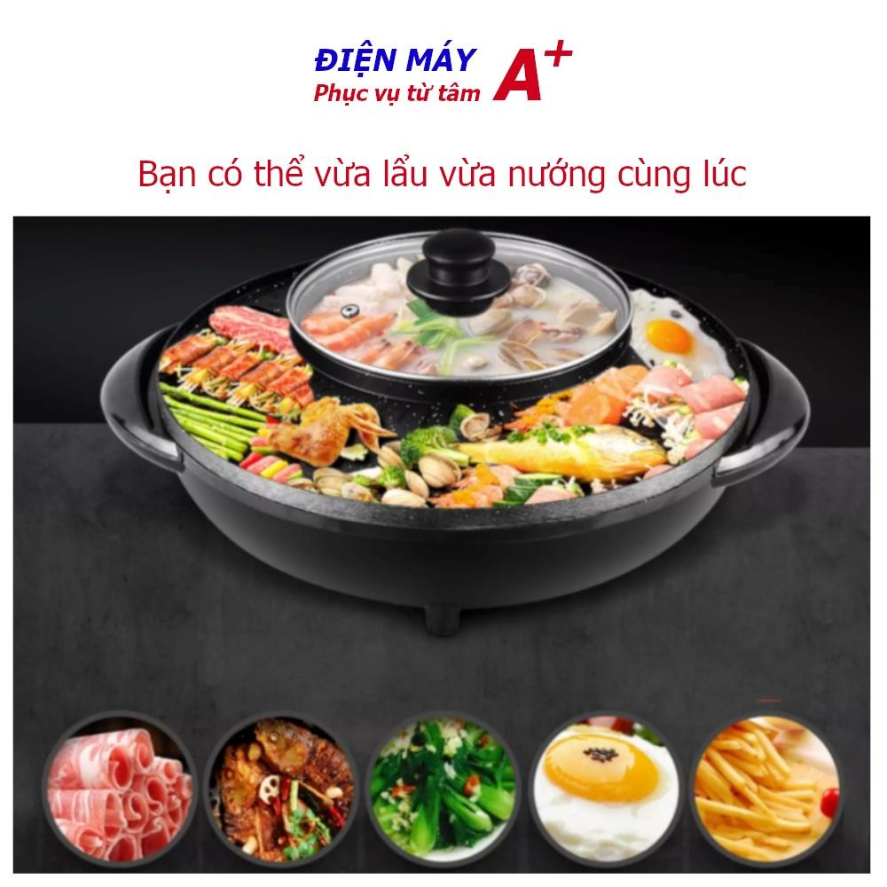 Nồi lẩu nướng Nhật Nguyệt 34 cm, siêu tốc, đa năng, tiết kiệm điện, cho 3-5 người ăn