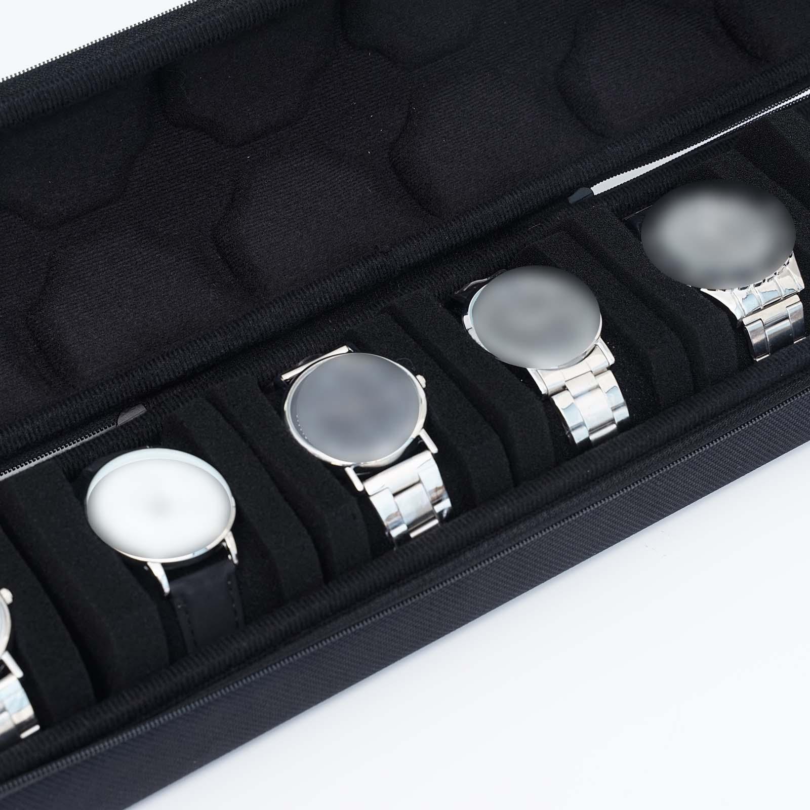 6 Slots Watch Roll Travel Case EVA Hard Shell Watch Holder Zipper Case