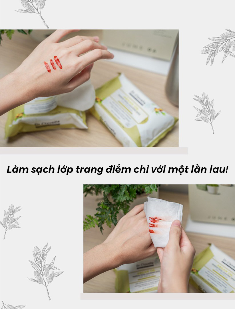 Khăn giấy ướt Anh Quốc cao cấp Dr Clovelle cấp ẩm tức thì cho da, không bã nhờn, tẩy trang hiệu quả, hương dầu Argan thơm mát