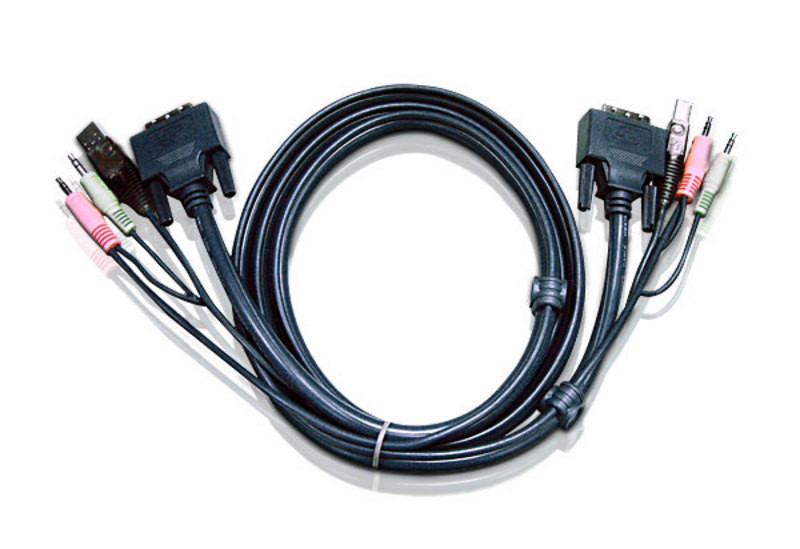 Cáp kết nối KVM Aten 2L-7D03U 3 mét, chuẩn USB DVI-D Single Link - Hàng chính hãng
