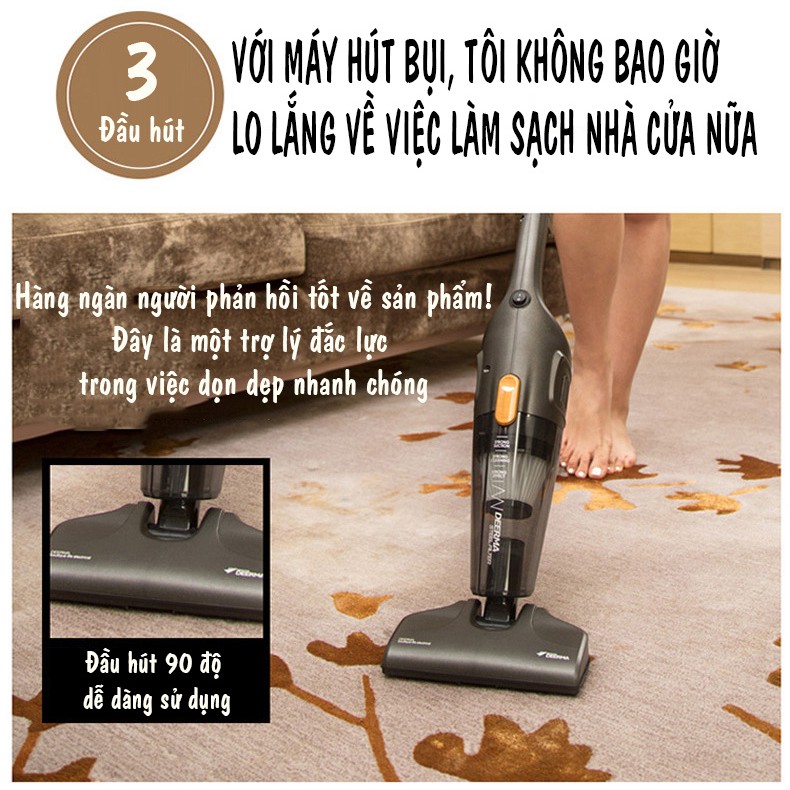 Máy hút bụi cầm tay gia đình Deerma DX115C công suất lớn dễ dàng hút bụi ghế sofa và ngóc ngách nhỏ trong gia đình