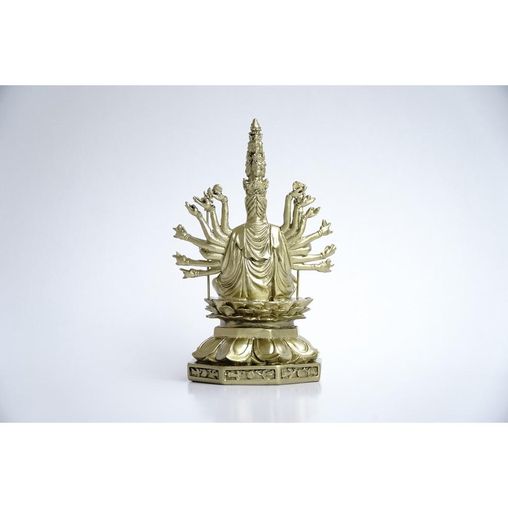 Tượng Phật Chuẩn Đề Thiên Thủ Thiên Nhãn xi mạ đồng - Cao 16cm