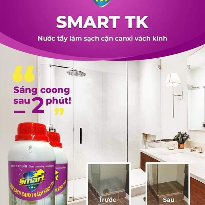 Dung dịch làm sạch vách kính tắm vẩy cá và cặn canxi Smart 500ml