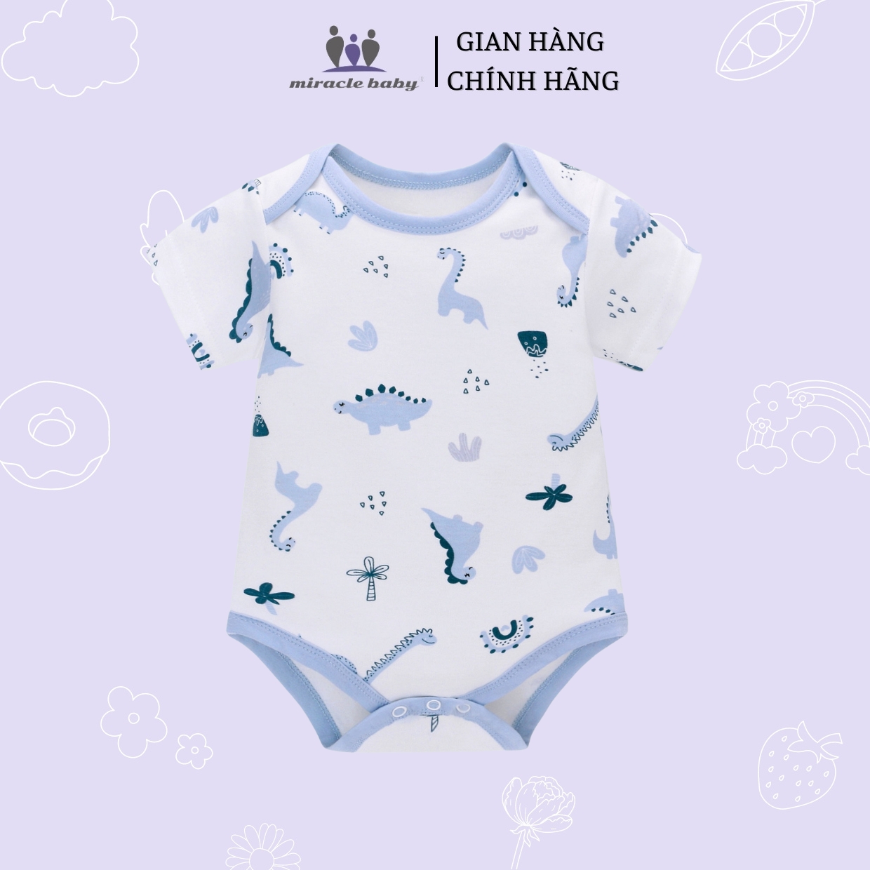 Jumpsuit/Bodysuit ngắn Miraclebaby chất liệu 100% cotton mềm mại thoáng mát cho bé trai , bé gái (Từ 0-12 tháng)