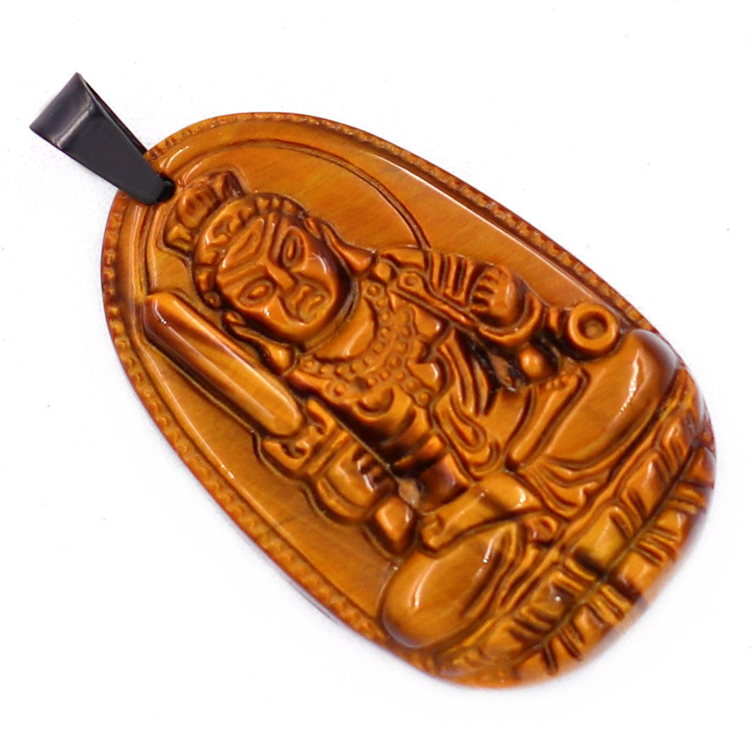 [Tuổi Dậu] Mặt Dây Chuyền Phật Bất Động Minh Vương Đá Mắt Hổ Size Nhỏ 3.6cm &amp; Size Lớn 5cm- Tặng Kèm Móc Inox - Phong Thủy 868 - May Mắn - Bình An