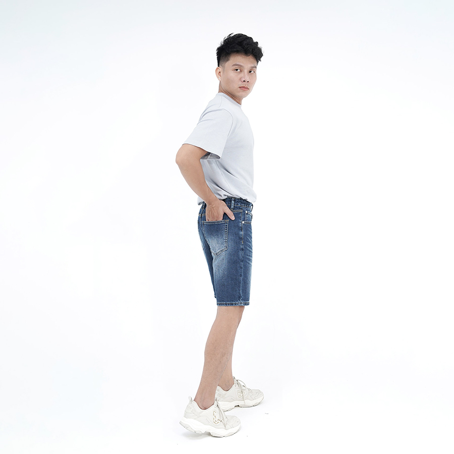 Quần Short Jeans Nam Cao Cấp HUNTER X-RAYS Form Slimfit Thun Màu Xanh Trơn S59