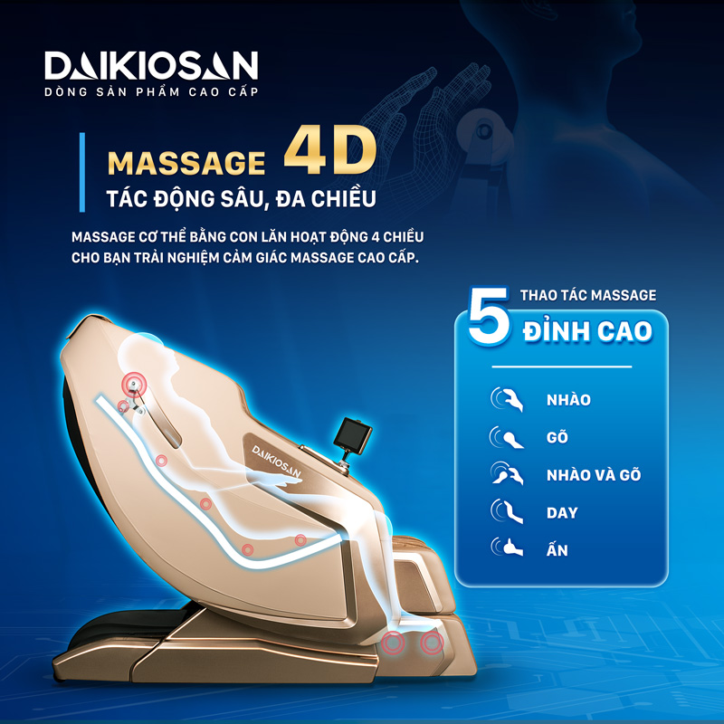 Ghế Massage Toàn Thân Daikiosan DKGM-30002 Chế Độ Không Trọng Lực, Công Nghệ AI, Scan Cơ Thể, 4D Massage