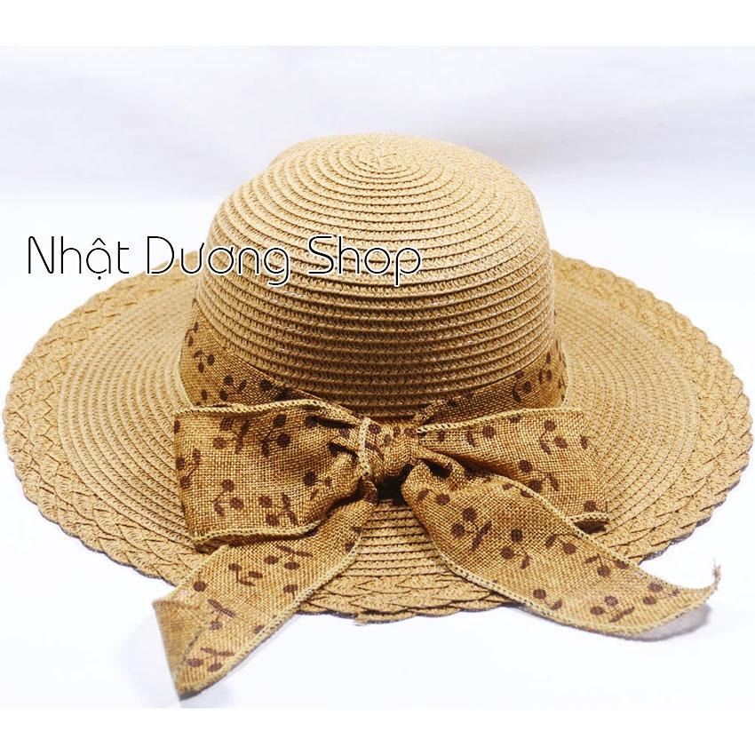 Mũ cói NƠ TO vành rộng 9cm, vòng đầu 57 cm - chất liệu vải cói đẹp thích hợp cho chị em phụ nữ