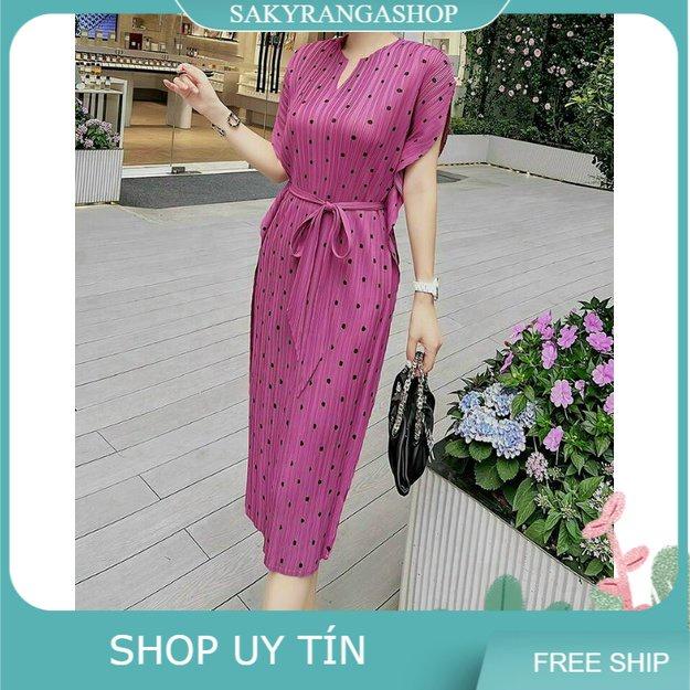 HÀNG NHẬP - ĐẦM LỤA DẬP LY HT BI EO CỘT DÂY