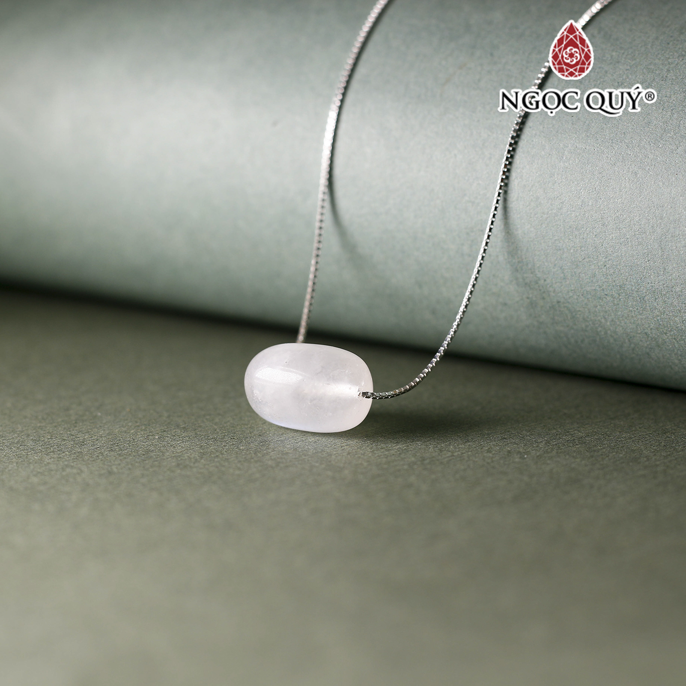Dây chuyền đá mặt trăng 13x10mm - Ngọc Quý Gemstones