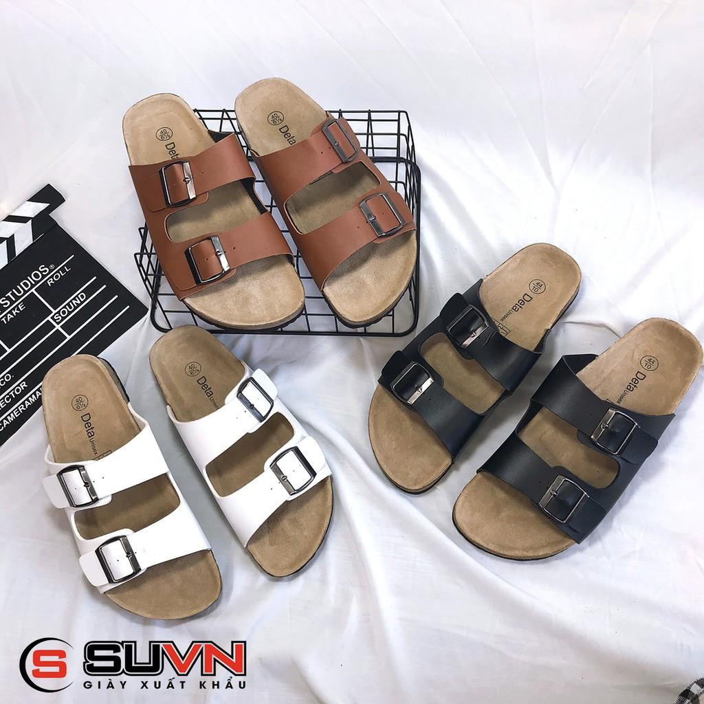 Dép đế trấu unisex 2 quai da VNXK SUVN
