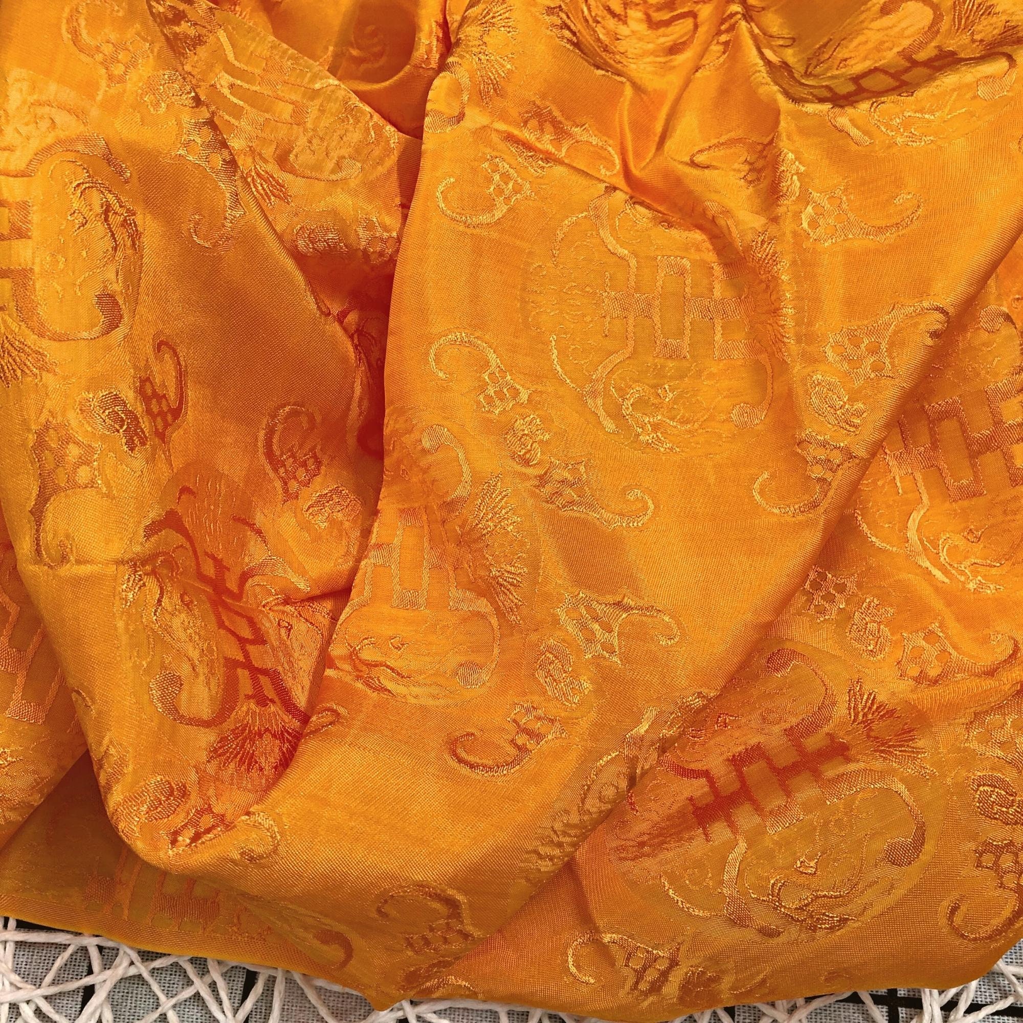 Vải Lụa Tơ Tằm thọ dowimauf vàng cam, mềm#mượt#mịn, dệt thủ công, khổ vải 90cm