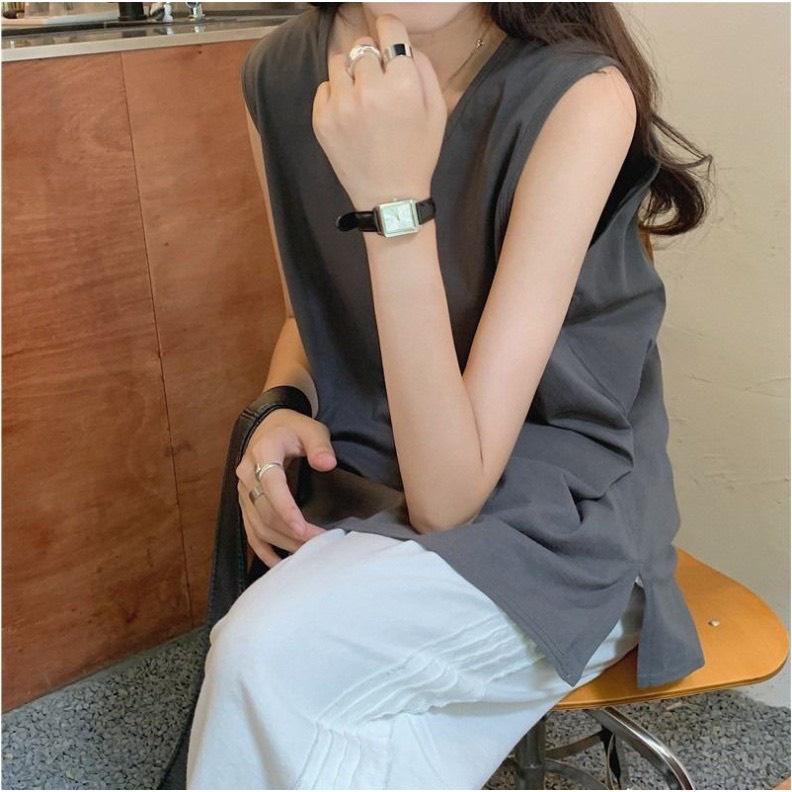 Áo Tanktop Thun trơn 3 Lỗ Nữ Dáng Rộng Trùm Mông 3 Màu siêu xinh