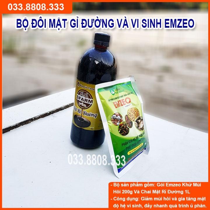 BỘ ĐÔI XỬ LÝ CHẤT THẢI EMZEO 200G +RỈ ĐƯỜNG 1LIT- GIÚP PHÂN HỦY NHANH