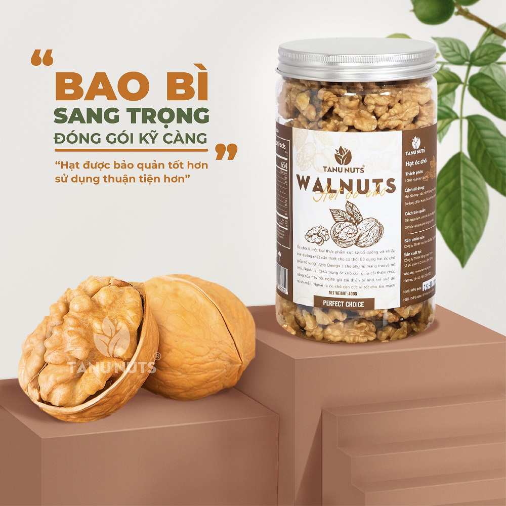 Nhân hạt óc chó vàng tách vỏ TANU NUTS, ngũ cốc giàu dinh dưỡng tốt cho mẹ và bé