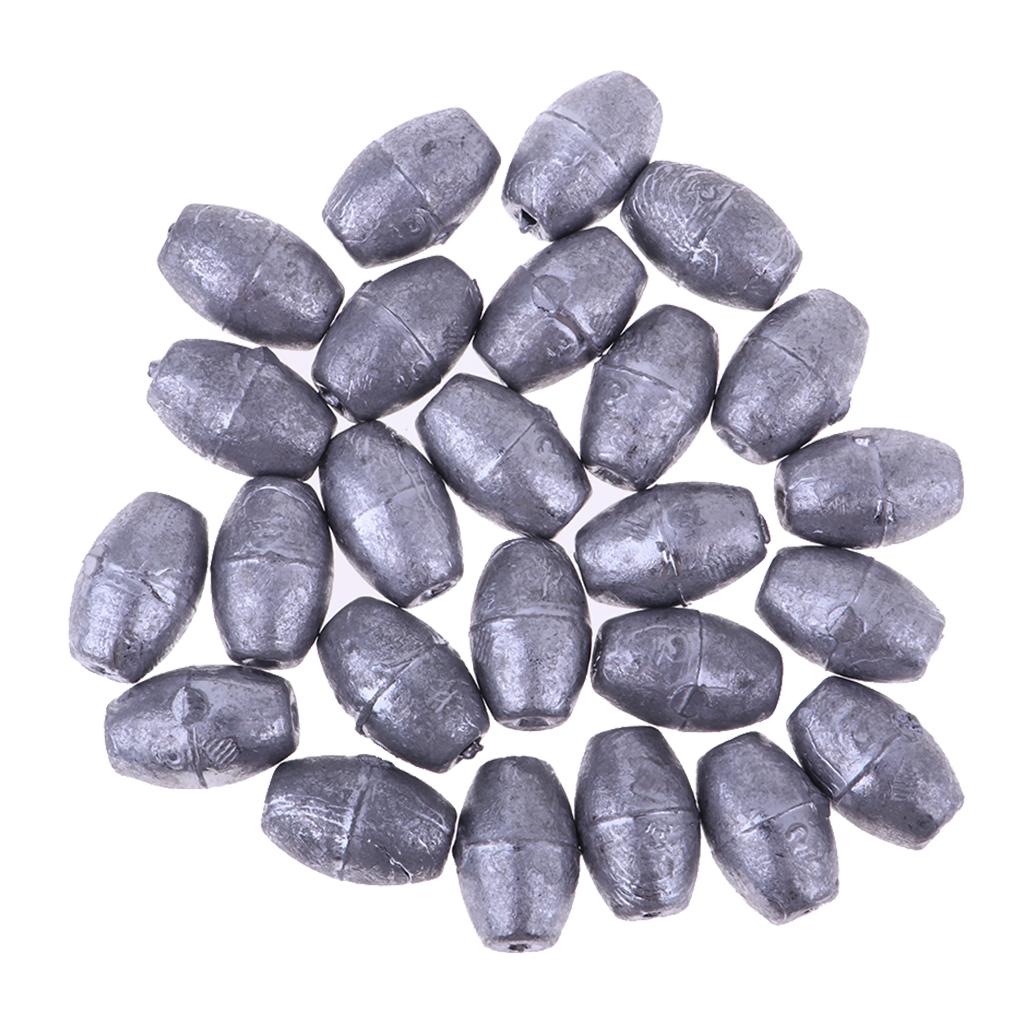 25Pieces Premium Fishing Sinker Weights Olive Shape Lead Fishing Weights