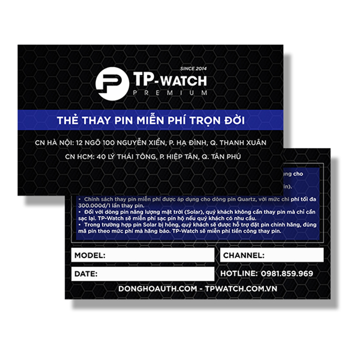Thẻ Thay Pin Miễn Phí Trọn Đời tại TP-Watch | Battery Replacement Card