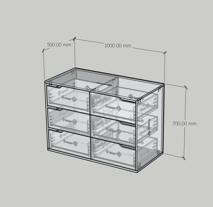 HAPPY FURNITURE , Tủ lưu trữ 6 ngăn kéo - ASO, THK_341 , 100cm x 50cm x 70cm DxRxC