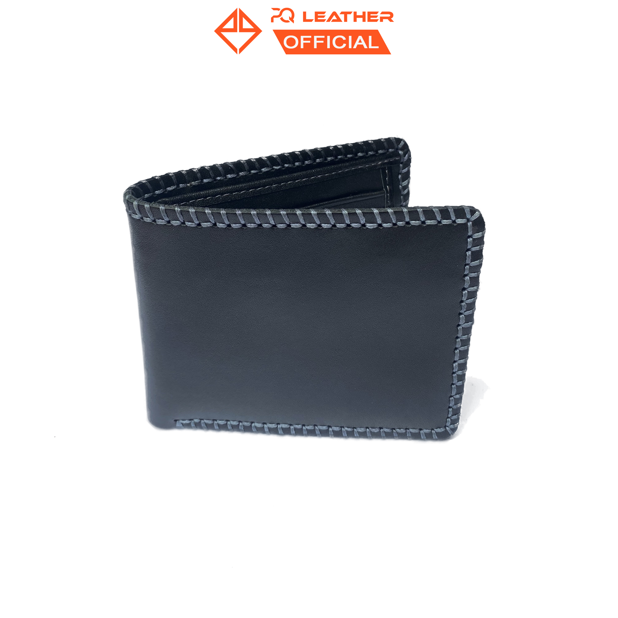 Ví nam da bò Nappa Khâu viền thủ công cao cấp PQ Leather PV7, da thật full hộp làm quà tặng bảo hành 12 tháng