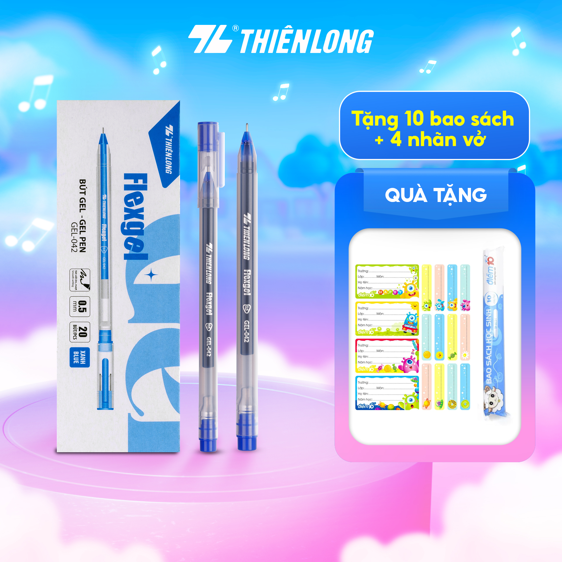 Combo 5/10/20 Bút gel mực khô nhanh - nét viết êm mượt Flexgel Thiên Long GEL-042