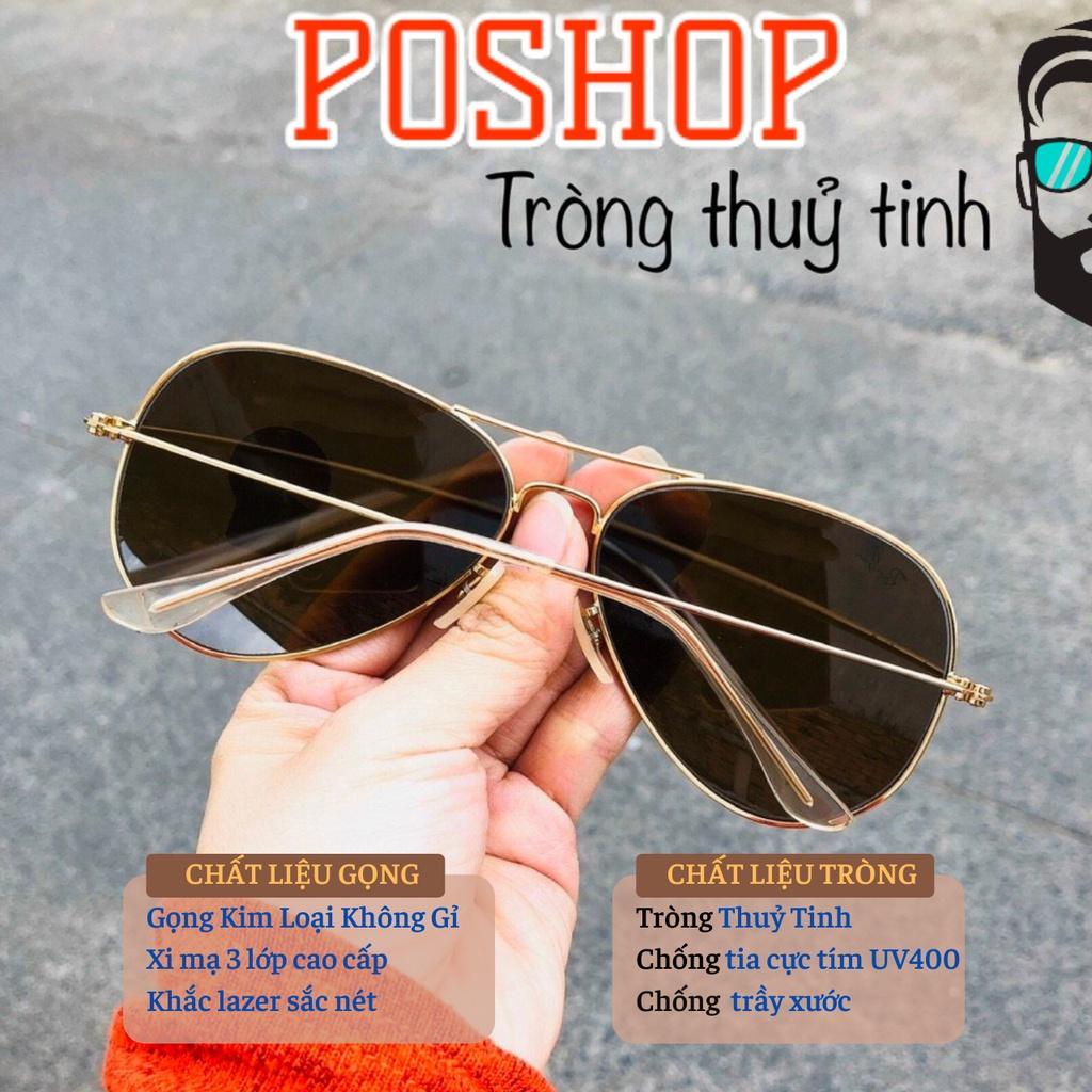 Mắt kính nam nữ cao cấp POSHOP gọng kim loại kiểu phi công cổ điển với tròng thuỷ tinh cường lực chống uv400 R3026