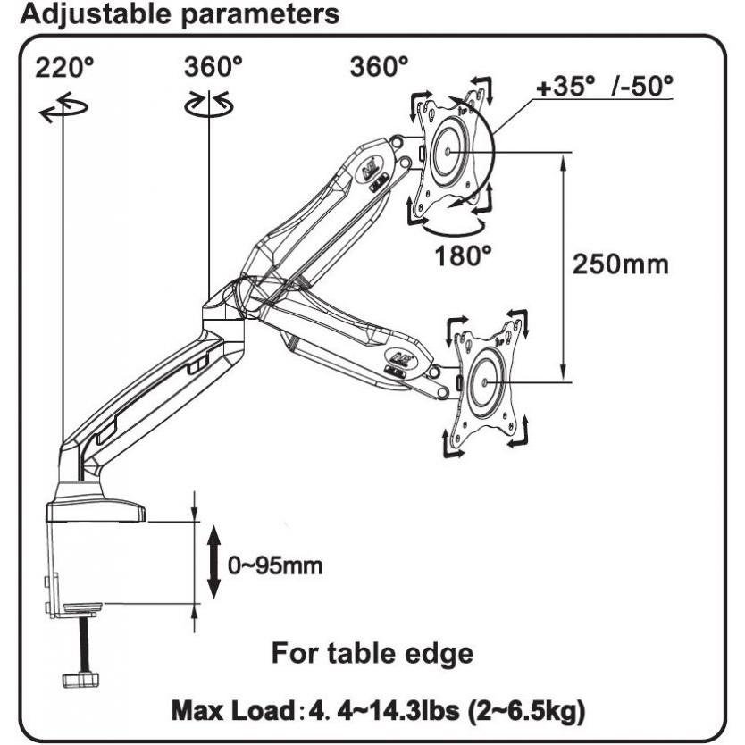 Giá Treo cho Màn Hình Gắn Bàn F80 (17-27inch)