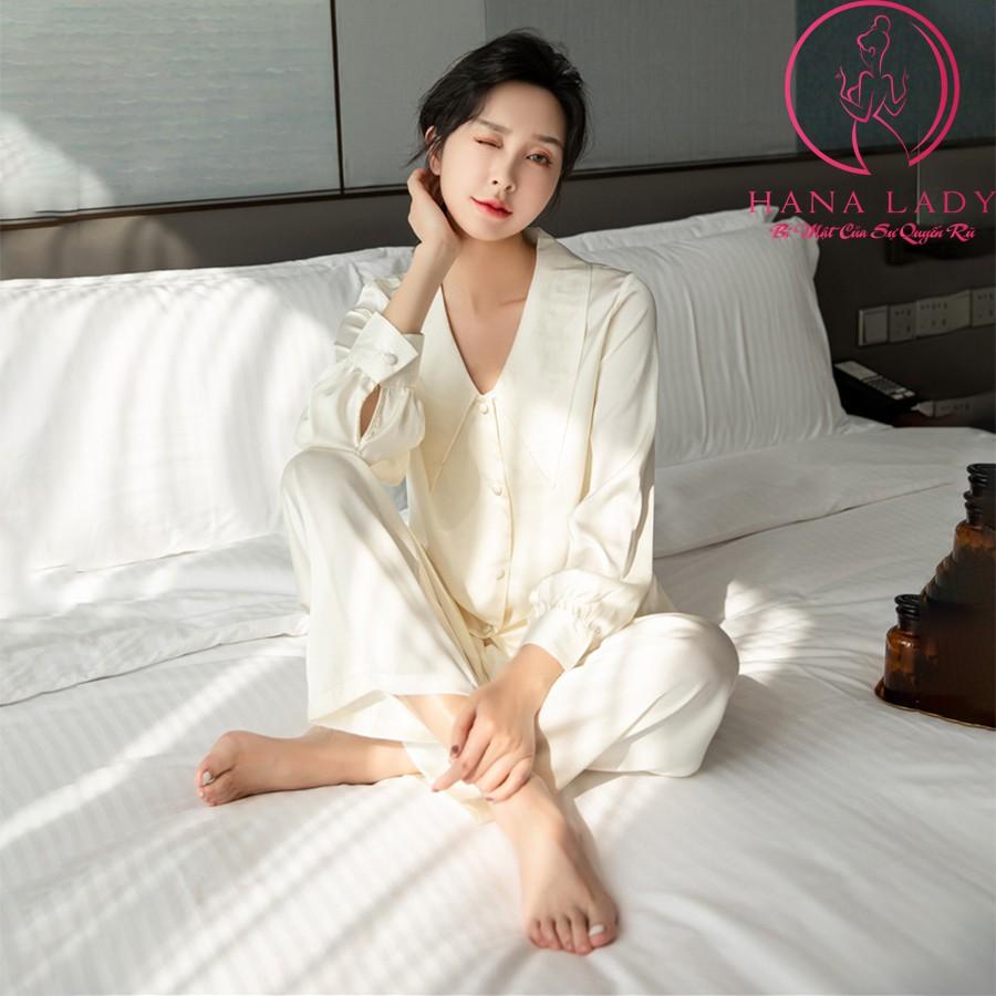 Pijama lụa - Đồ mặc nhà, đồ ngủ nữ tay dài cao cấp PJ458