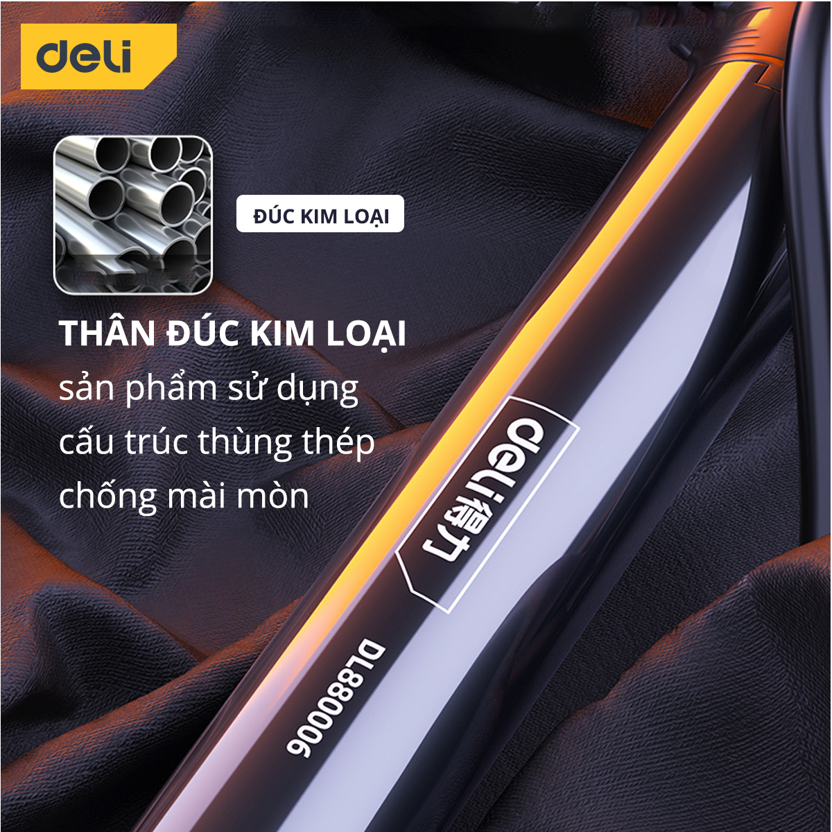 Bơm Xe Đạp Cầm Tay Deli Cao Cấp - Siêu Nhẹ, Nhỏ Gọn, Tiện Lợi, Dễ Dàng Di Chuyển - Áp Suất Cao - DL880006