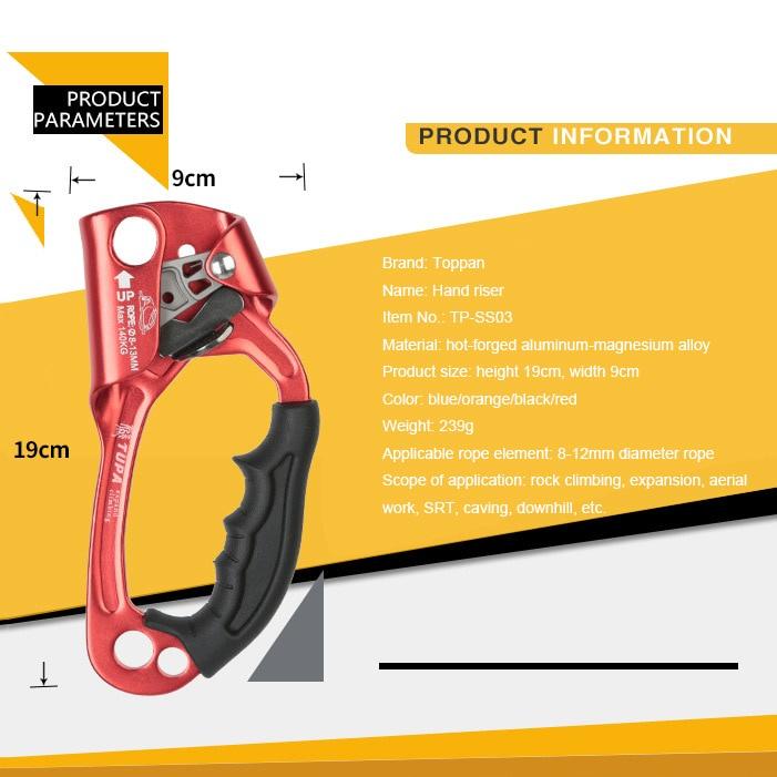 Outdoor Sports Rock Climbing Right Hand Ascender Device Mountaineer Handle Ascender Climbing Rope Tools