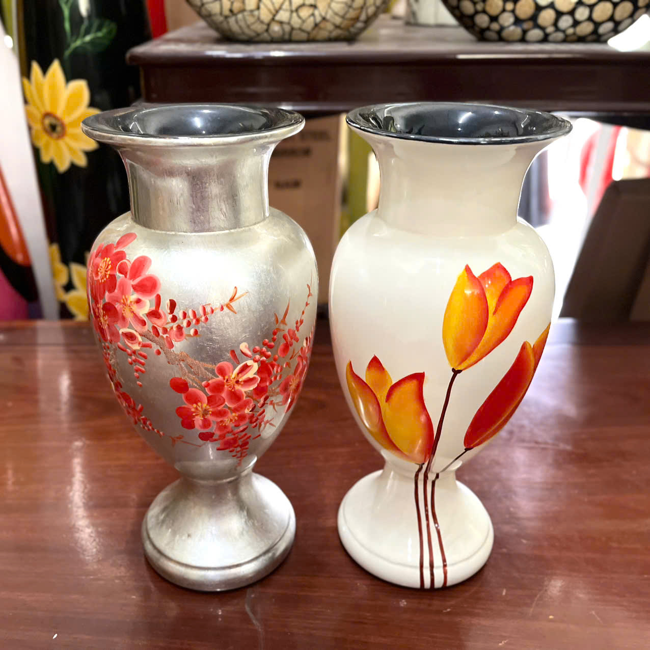 Bình hoa sơn mài Thanh Bình Lê - Mã B36 size 32x15 cm cao cấp dùng để cắm hoa, trang trí, làm quà tặng