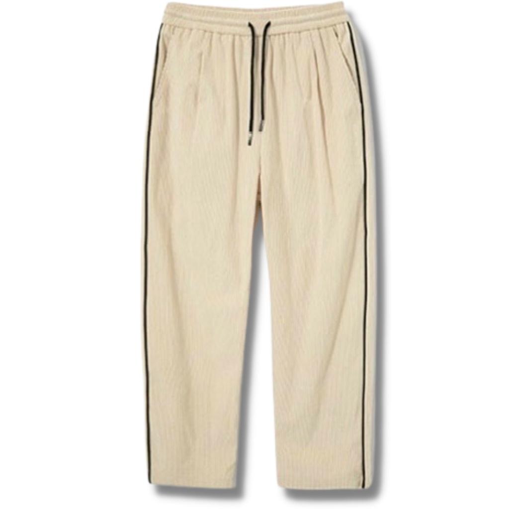 Quần dài NHUNG kẻ viền Dáng Suông nam nữ - Chất Vải NHUNG Kiểu Thể Thao UNISEX Hai Màu Đen, trắng. 01x