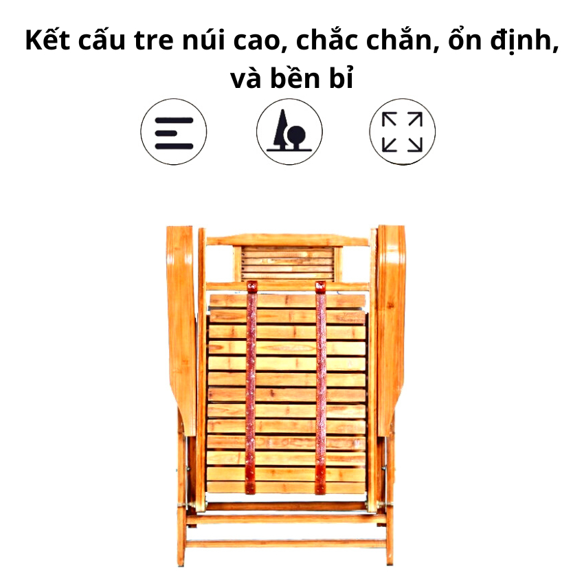 Ghế bập bênh thư giãn bằng gỗ - Ghế xếp nằm bập bênh - Ghế xích đu gỗ tựa lưng thư giãn