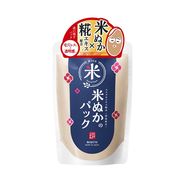 Mặt Nạ Cám Gạo Dưỡng Sáng Da Rosette Edo Cosme Rice Bran Face Pack RN 170g