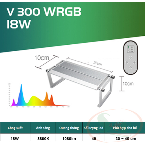 Đèn led WEEK Raptor WRGB V series V300, V450, V600, V800, V900, V1200 dimmer điều chỉnh hẹn giờ bể cá tép thủy sinh