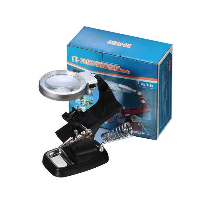 Kính lúp để bàn hỗ trợ sửa chữa vi tính, bản mạch điện có đèn trong gia đình phóng đại 3X-10X đa năng Version2