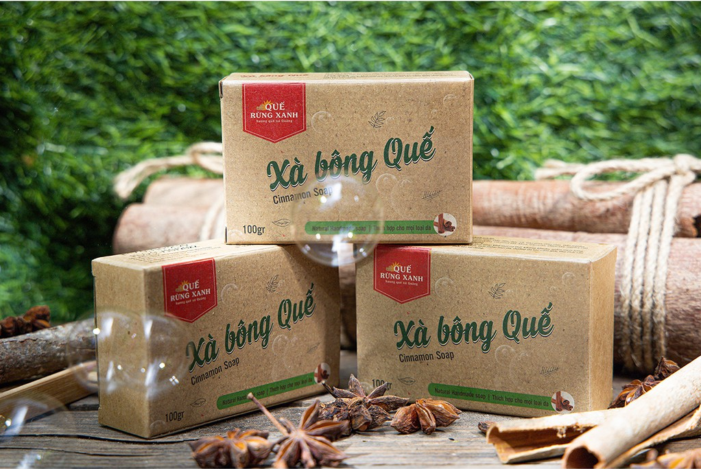 Xà bông quế handmade 100% nguyên liệu hữu cơ ngừa mụn, giúp trắng da, viêm nang lông hộp 100g Quế Rừng Xanh - HÀNG CHÍNH HÃNG