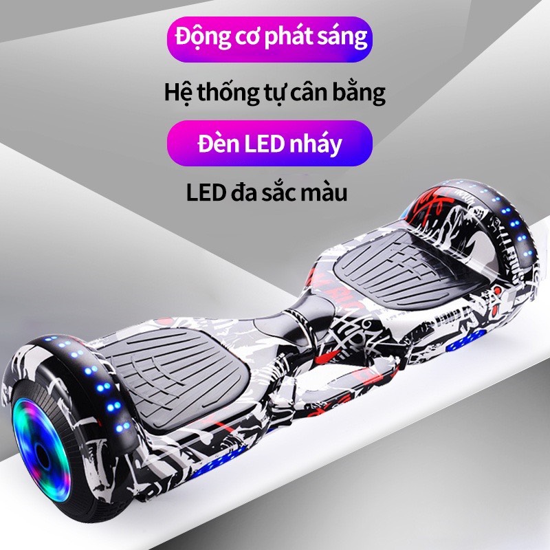Xe Điện Cân Bằng Mẫu Mới Bánh 6.5 Inch - Tự Cân Bằng Tích Hợp Đèn LED, Nhạc Bluetooth - Hàng Chính Hãng.
