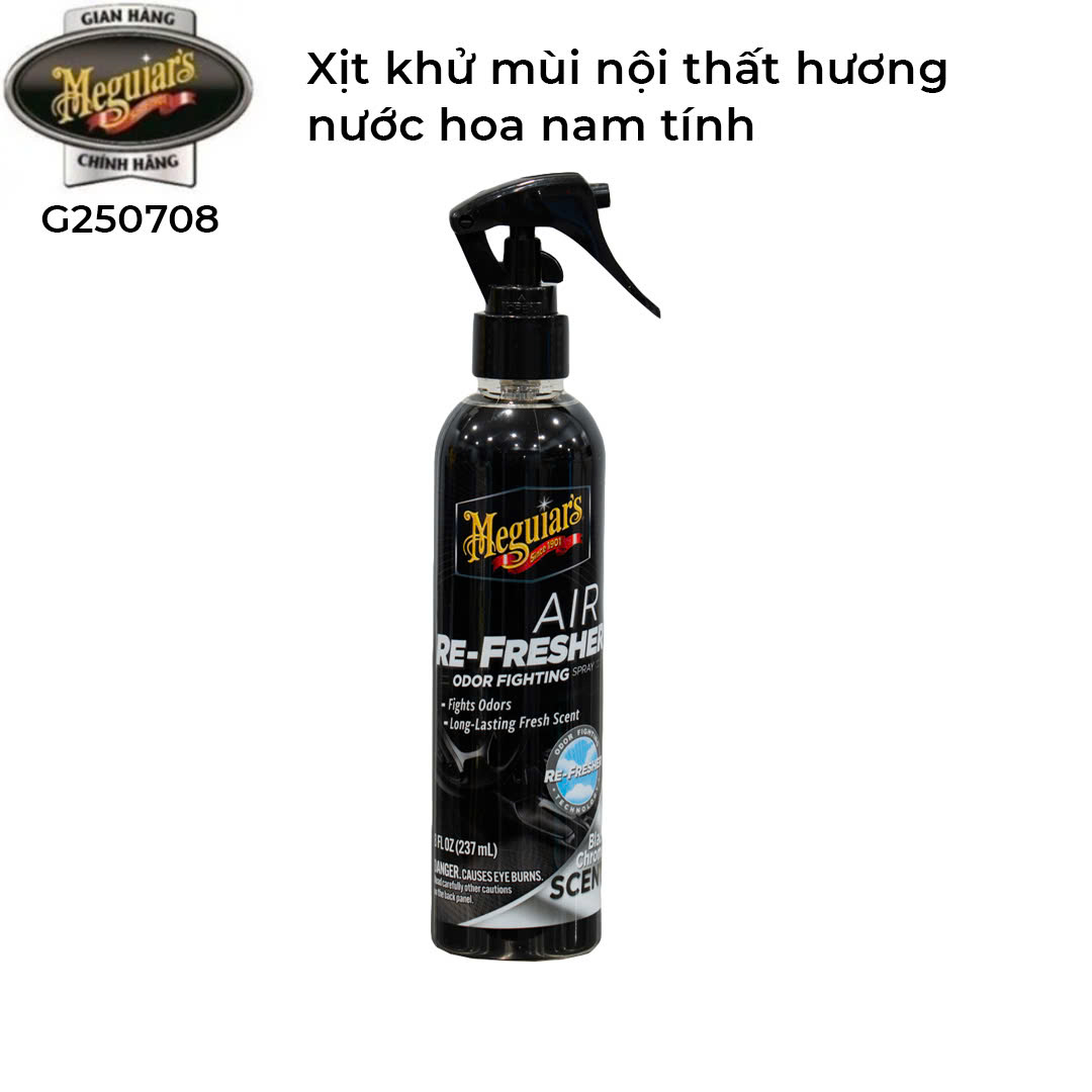 Chai xịt khử mùi nội thất xe hơi hương nước hoa nam tính Black Chrome, Air Re-Fresher Odor Fighting Spray , G250708, 8oz/237ml