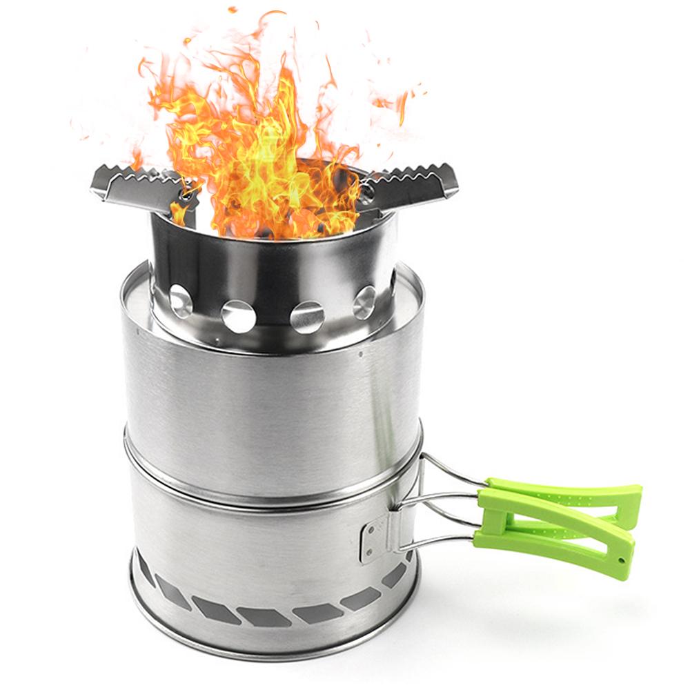 Bếp đốt gỗ với tay cầm có thể gập lại và bộ dụng cụ cưa bằng tay kèm ống thổi lửa
