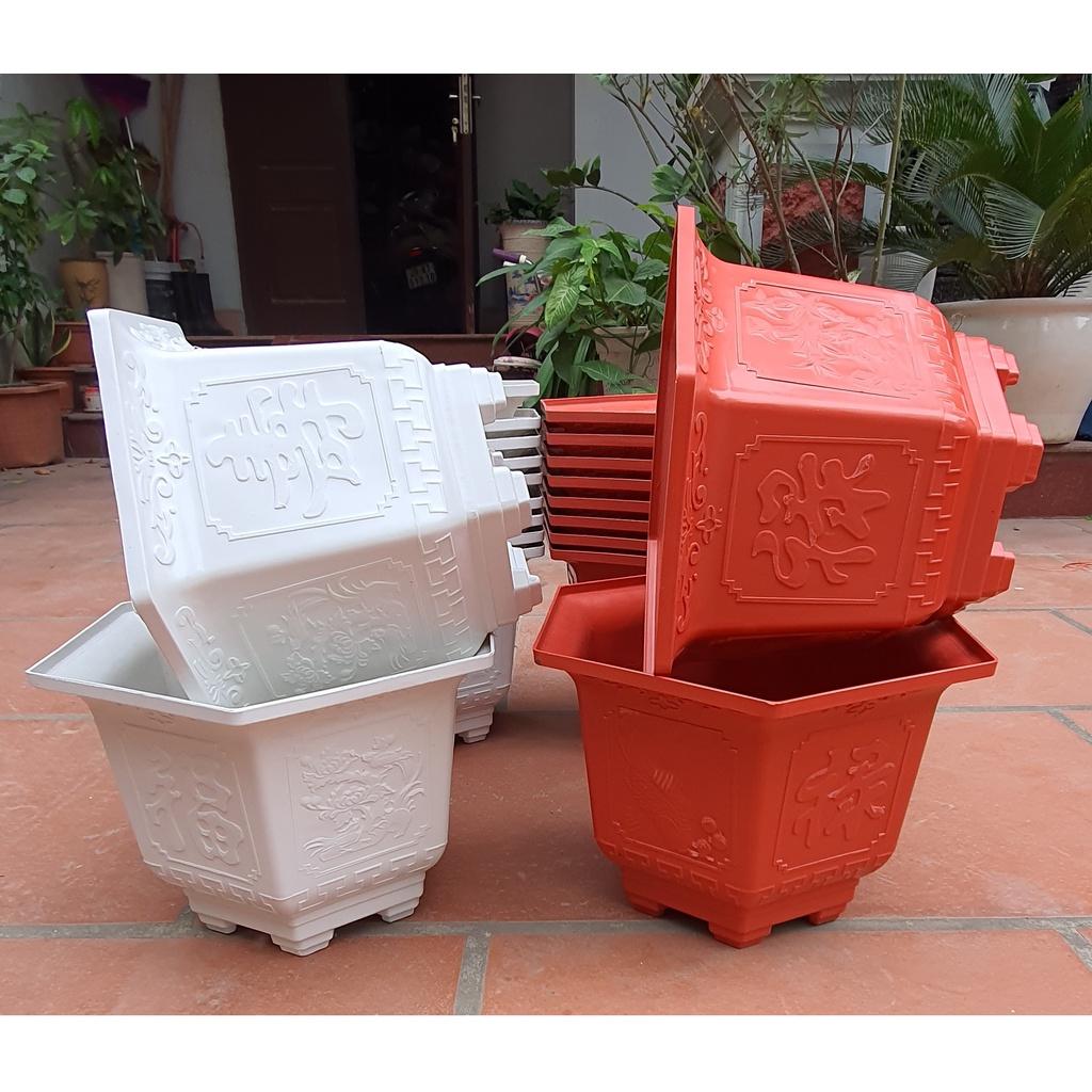 Chậu nhựa lục giác Phúc, Lộc, Thọ L19 đa sắc màu