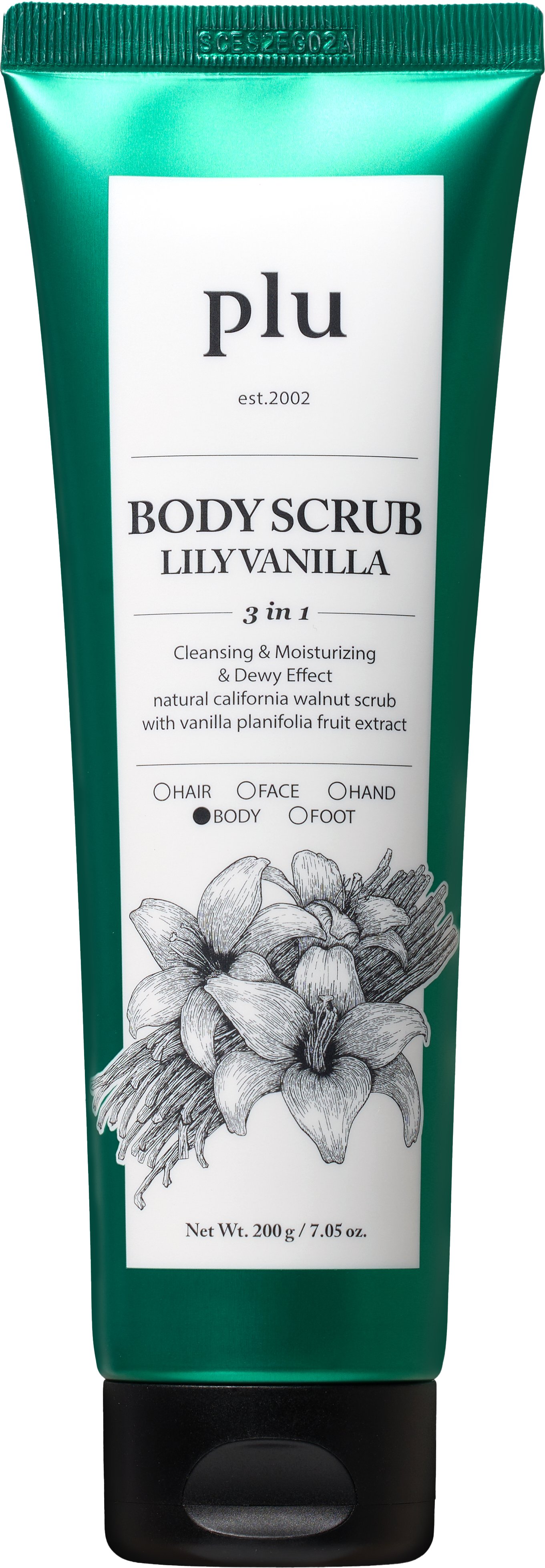 Tẩy tế bào chết cơ thể PLU (BODY SCRUB LILY VANILLA, 200g)
